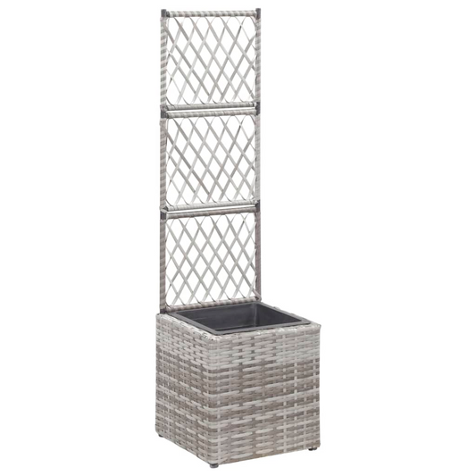 Trellis Raised Bed with 1 Pot Poly Rattan Gray