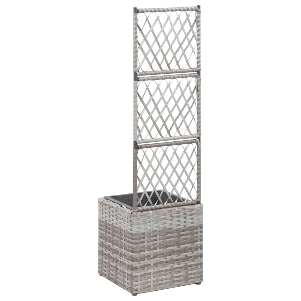 Trellis Raised Bed with 1 Pot Poly Rattan Gray