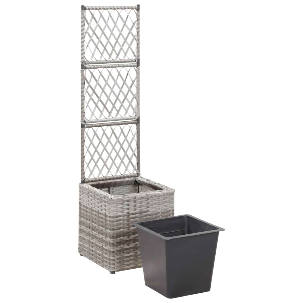 Trellis Raised Bed with 1 Pot Poly Rattan Gray