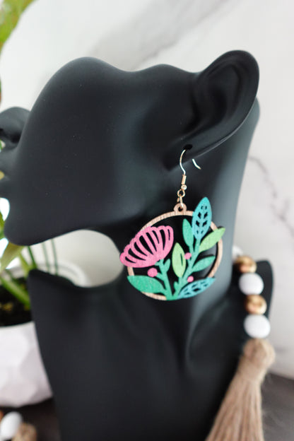 Whimsical Wood Floral Earrings