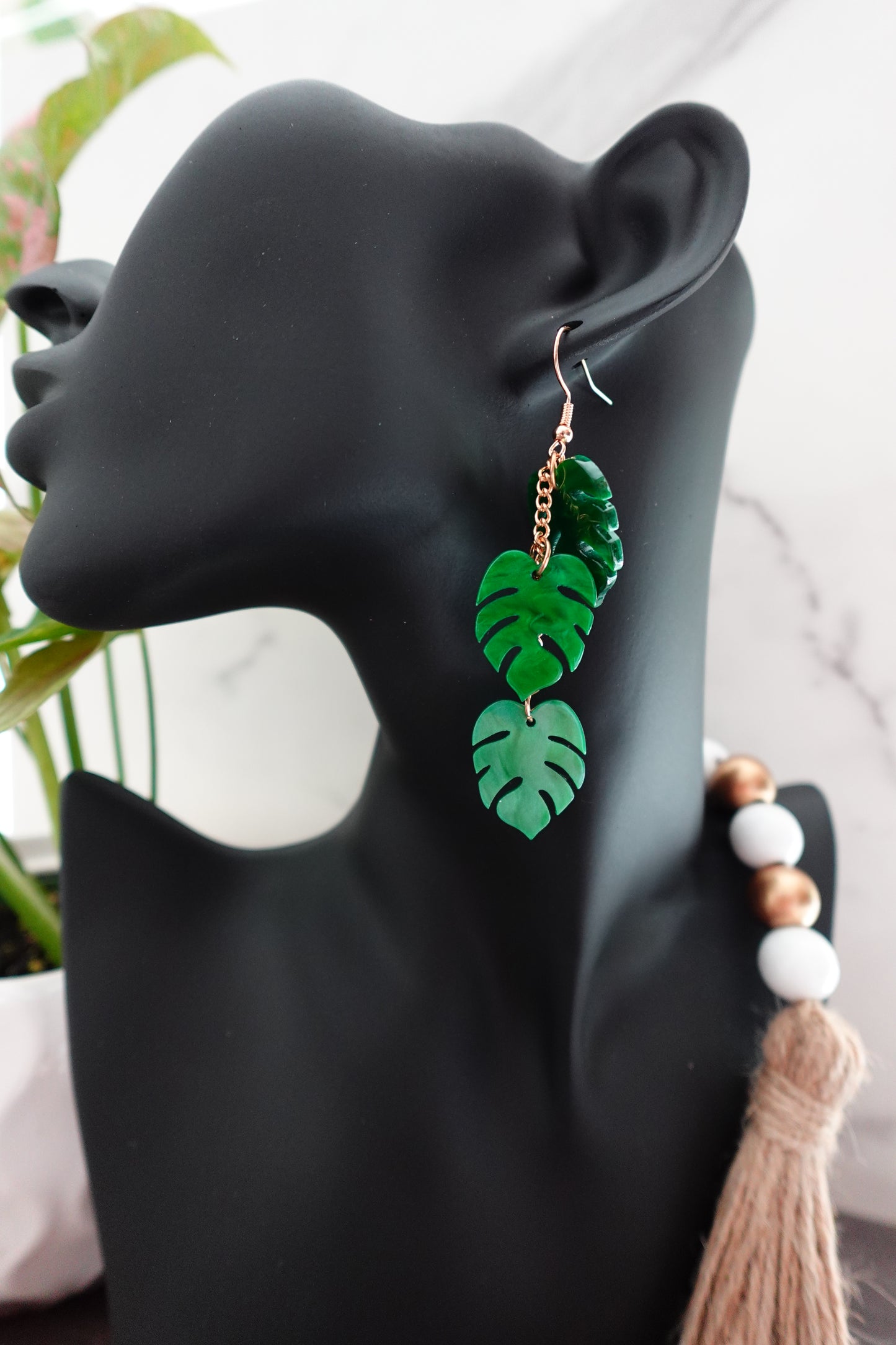 Exotic Leaf Drop Earrings