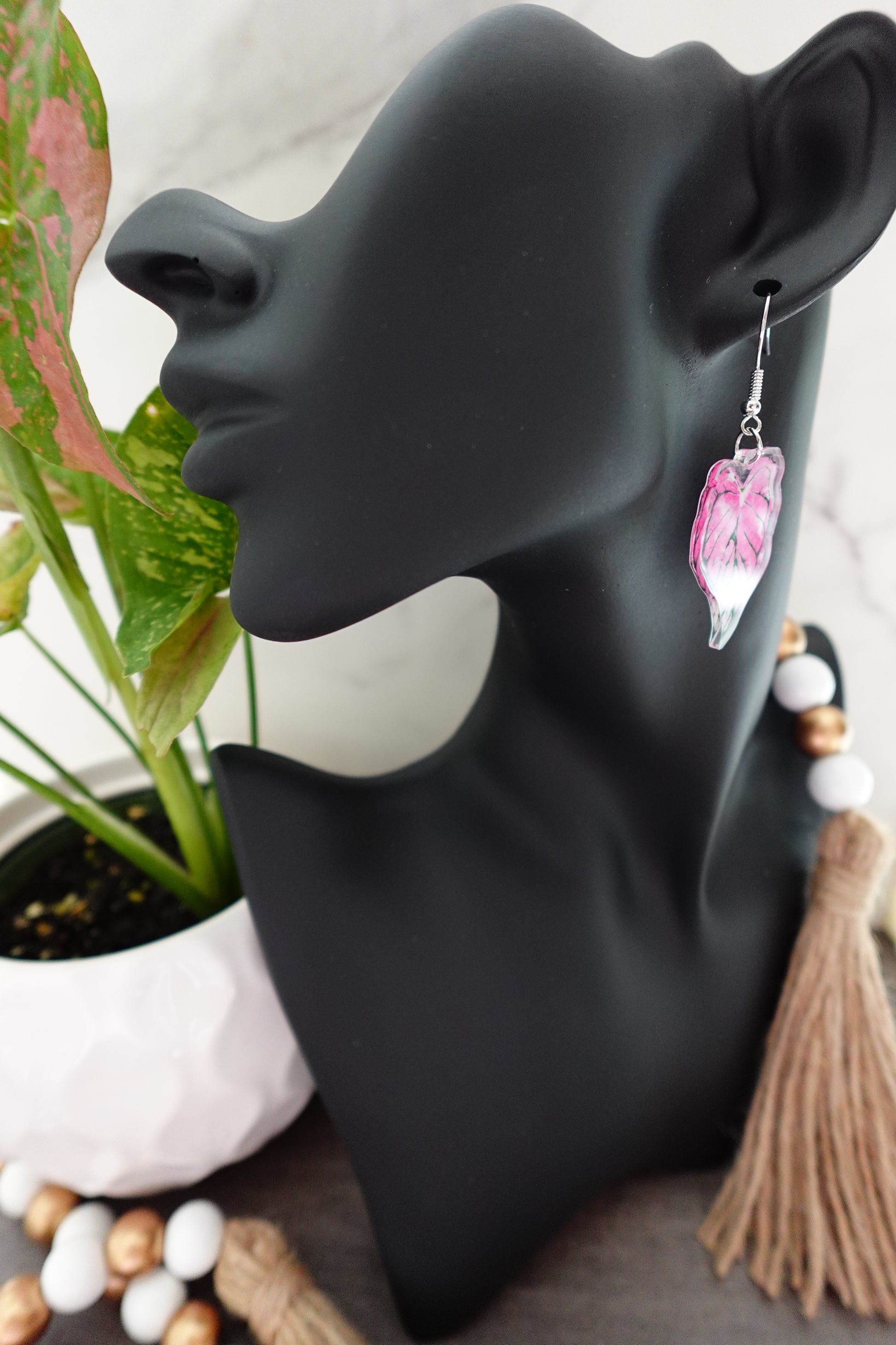 Whimsical Pink Leaf Earrings