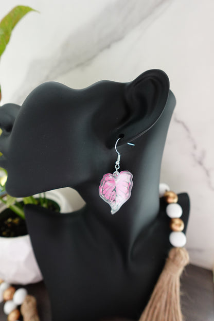 Whimsical Pink Leaf Earrings