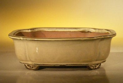 Beige Ceramic Bonsai Pot - Rectangle 10" x 8" x 3.125"