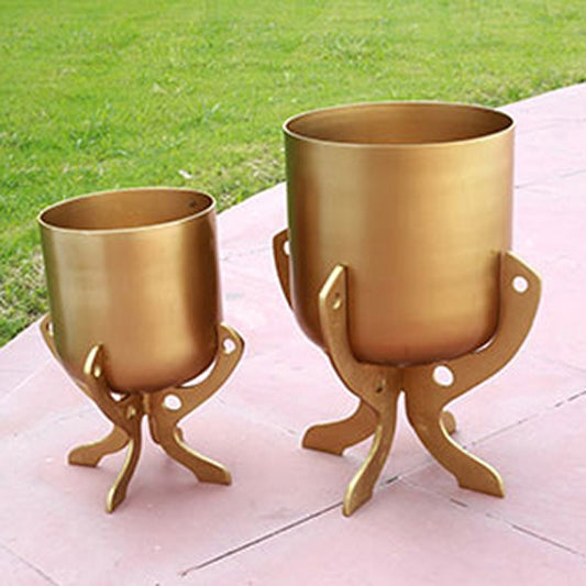 SPI Home 21081 15 x 12.50 x 10 in. Golden Finish Planter Holders