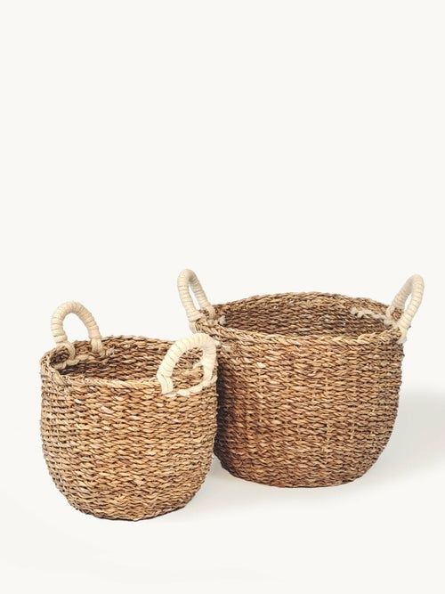 Savar Basket with White Handle